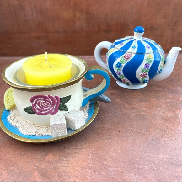2 set mini teapot container votive candle holder teacup decor trinket mini bowl - Picture 7 of 13